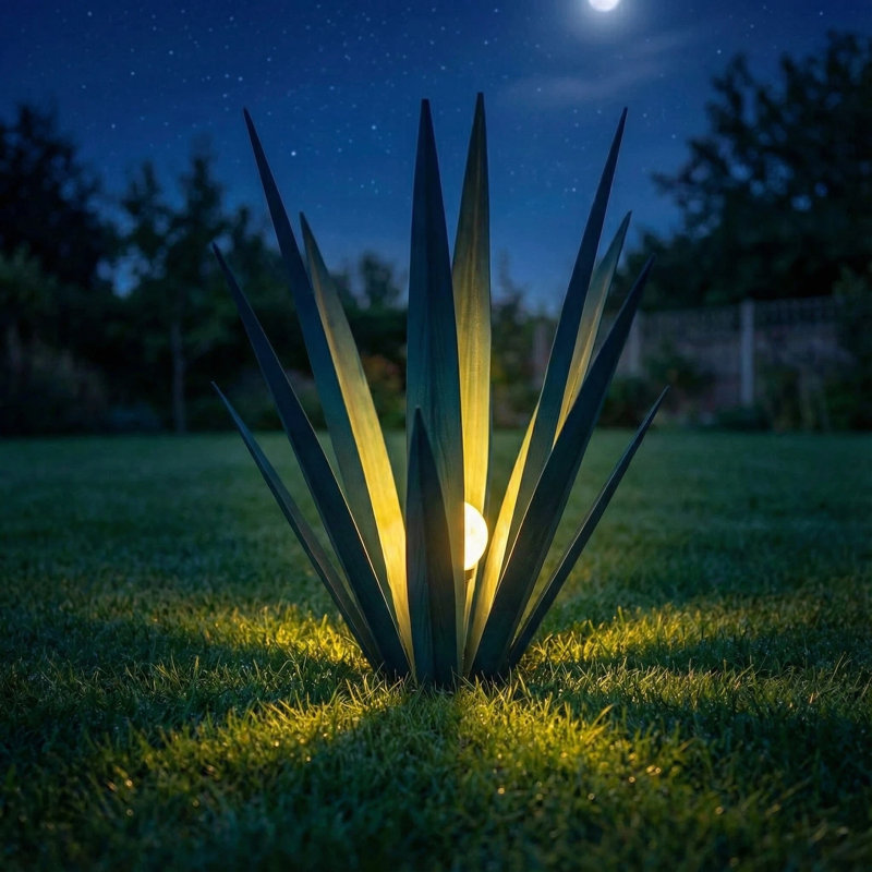 Grande décoration de jardin en métal agave 26 po, Sarcelle, H 26 po x l 5 po x P 5 po