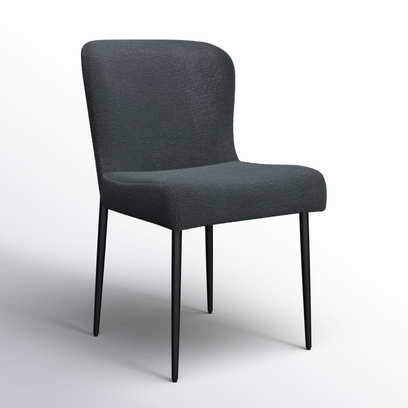 Estrella Boucle And Metal Legs Dining Chair, Dark Gray
