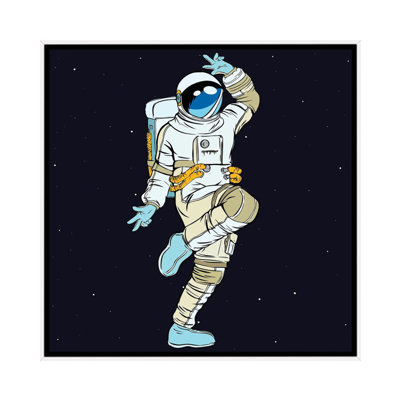 «Dancing Astronaut» par - Toile tendue, Toile avec cadre blanc, H 12 po x l 12 po x P 1,5 po