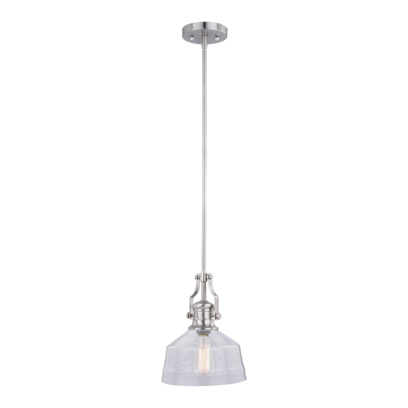Manville 1 - Light Dome Pendant, 17" H x 9" W x 9" D, Satin Nickel