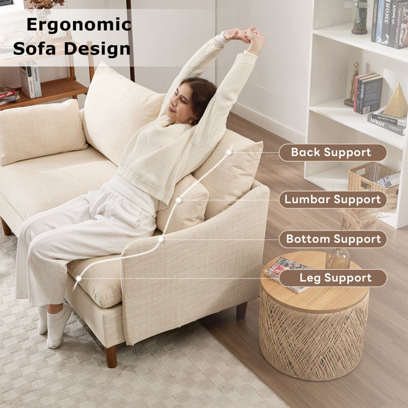 152cm 2 Seater Mordern Upholstered Loveseat Sofa, Beige
