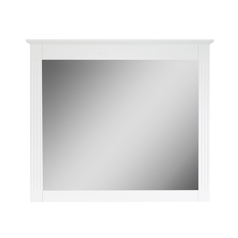 Modern 33'' H Bathroom Rectangular Solid Wood Framed Mirror, 33" x 38", White