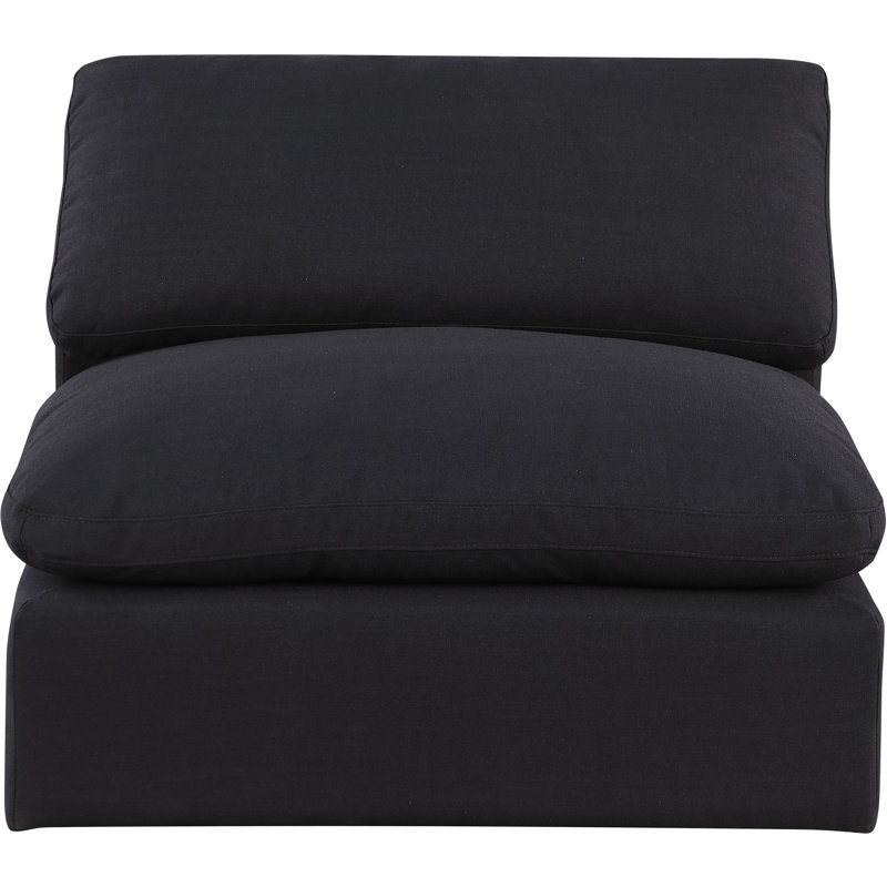 Chaise sans accoudoirs en tissu texturé Hrissonka, Tissu texturé en lin noir