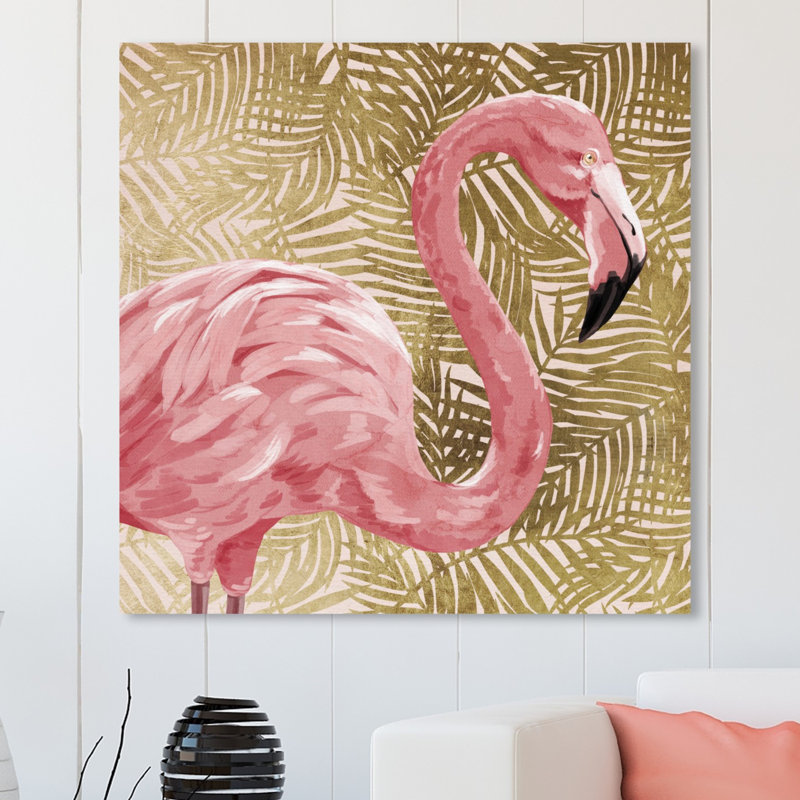 " Animals Flamingo Profile Gold, Tropical Gold " by Oliver Gal, 43" H x 43" W x 2" D