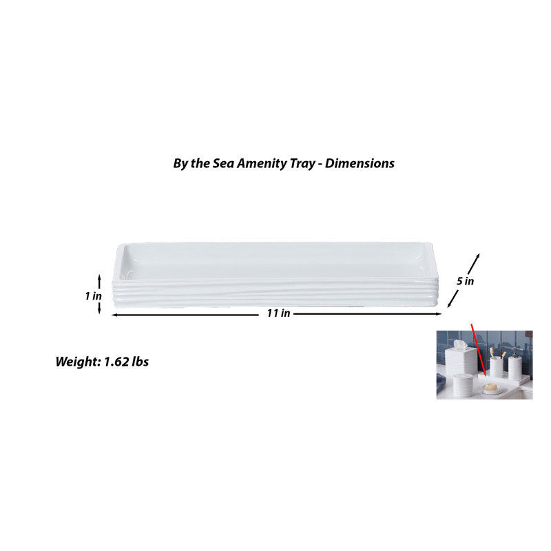 Calm Waters Round White Painted Amenity Bathroom Tray
