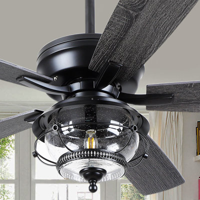 52" 5-blades Modern Crystal Ceiling Fan Fandelier With Lights And Remote Contro
