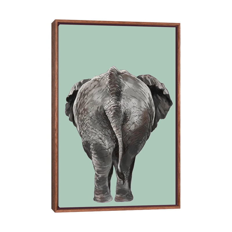 Art de bout éléphant, H 48 po x l 32 po x P 1,5 po, Toile avec cadre en bois classique