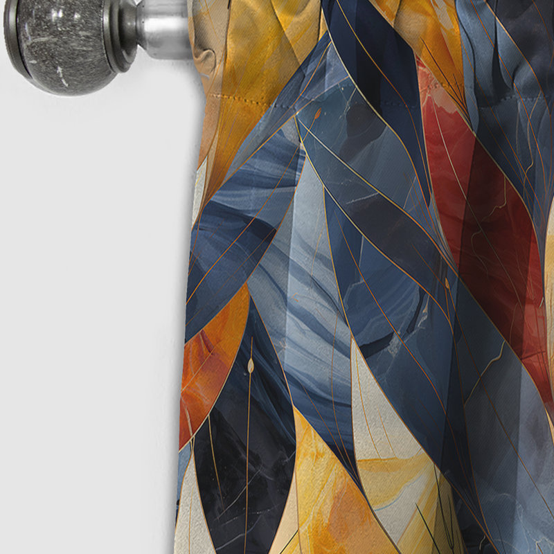 Tribal Essence Marble Motif I - Rideau occultant en velours marbre marbre abstrait - 1 panneaux, L 52 po x L 108 po