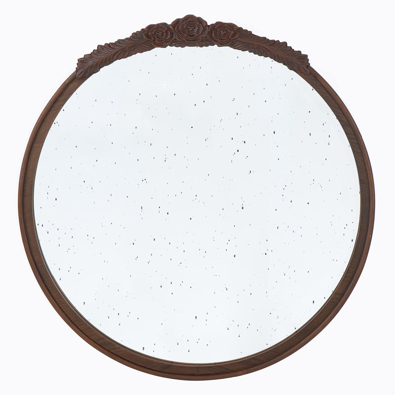 Miroir rond manufacturé, Brun