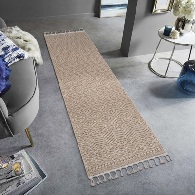Tapis intérieur / extérieur 6 x 9 moka / géométrique