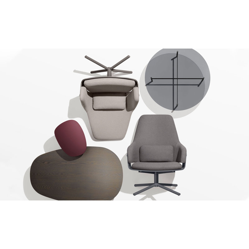 Lock Swivel Armchair, Condit Silver Gray 100% Polyester, Silver Gray