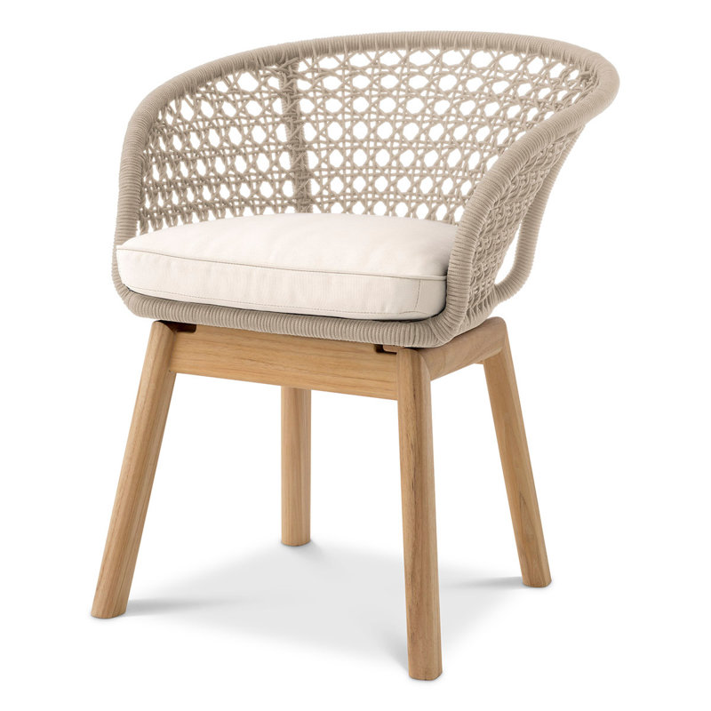 Trinity Outdoor Teak Dining Armchair, Cream