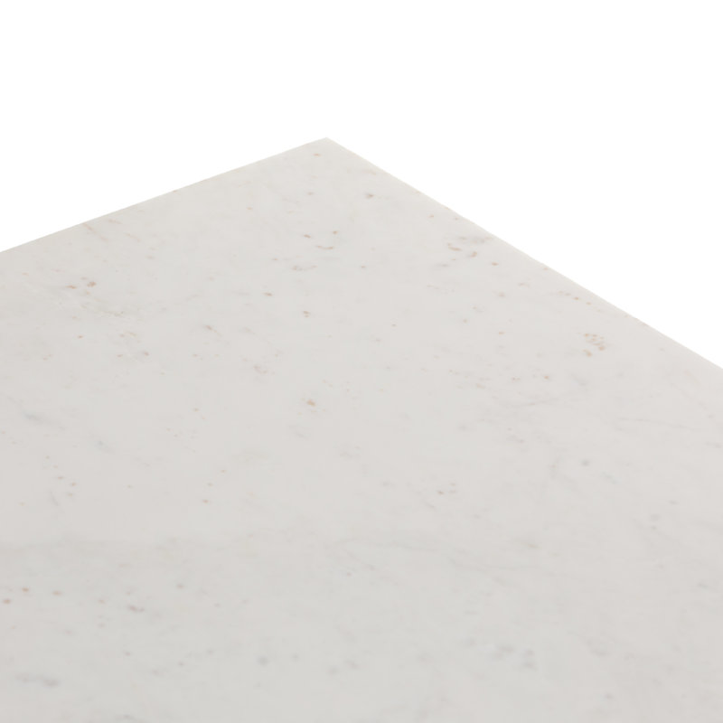 Terrell Marble Coffee Table, Polished White Marble