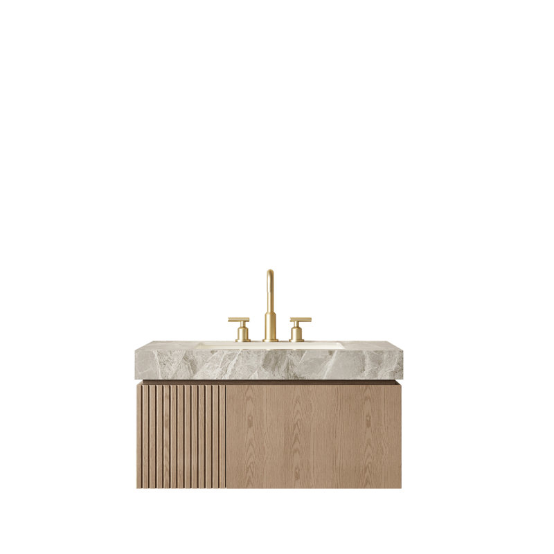 Meuble-lavabo 36 po avec lavabo en céramique et plateau en pierre frittée 36 po