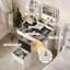 Bureau de coiffeuse avec miroir lumineux à DEL et station de charge-1745512359