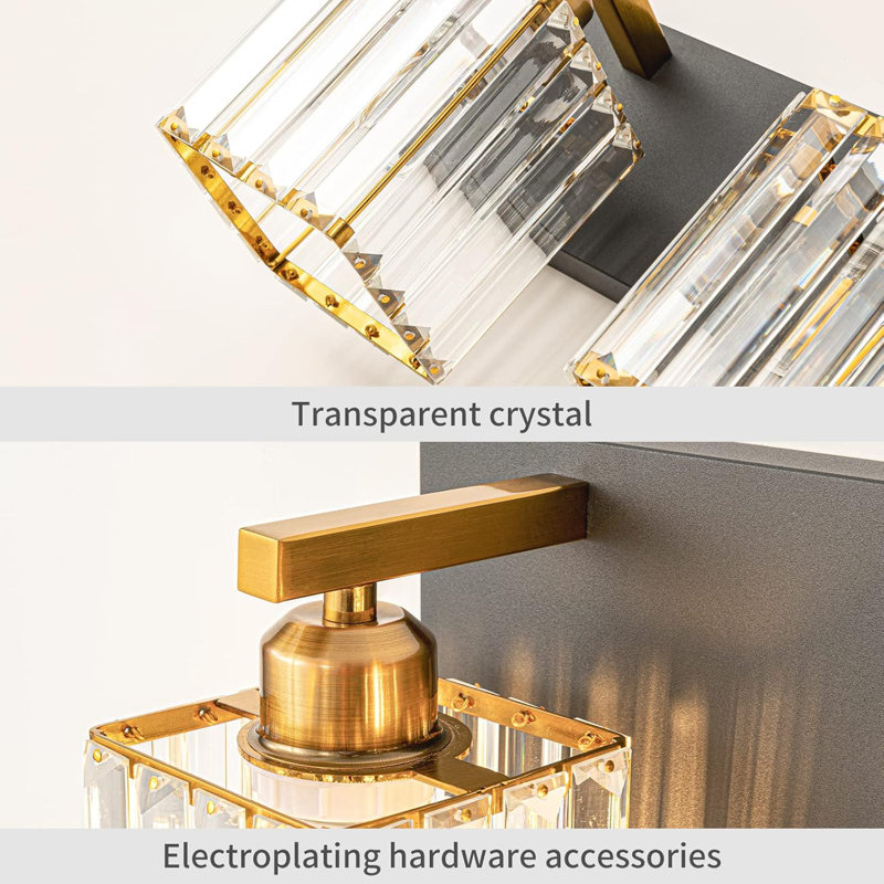 Luminaire de meuble-lavabo moderne avec structure en cristal et métal K9, compatibilité avec douille E26, installation facile et conception à intensité variable