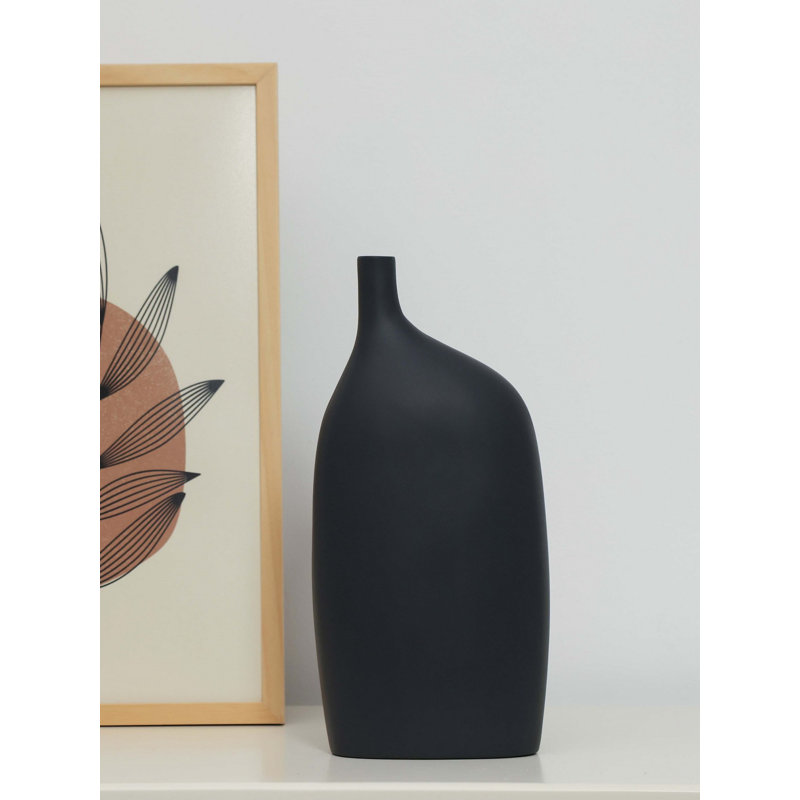 Cyna Ceramic / Porcelain Table Vase, Black