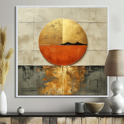 Gold Japanese sunset on lake - Japan Framed Wall Art