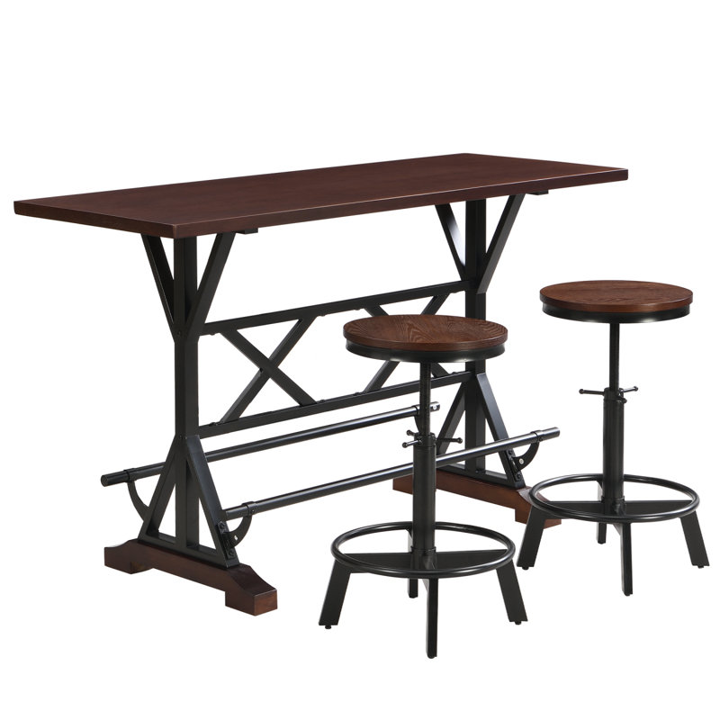 Ensemble de 2 tabourets de bar réglables Vintage en métal avec repose-pieds pour la cuisine et la salle à manger