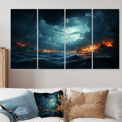 «Ethereal Stormy Skies Horizon I - Storms», art mural 4 pièces