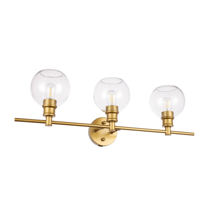 Éclairage pour meuble-lavabo en verre Drinkard, Laiton, Transparent, Quatre lumières