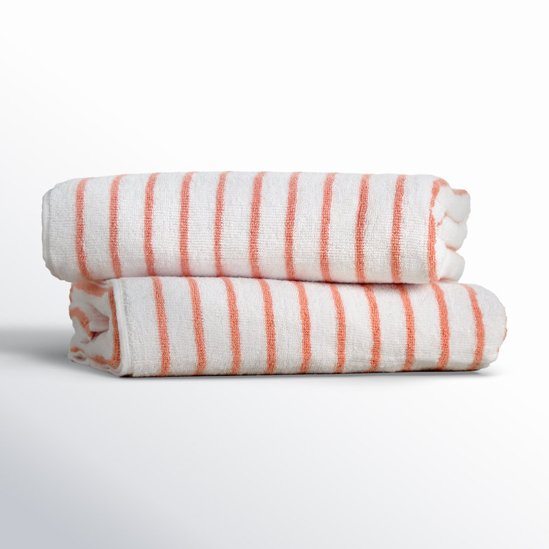 Carley 100% Cotton Cabana Beach Towel, Coral
