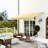 Retractable Awning 12' X 10'. Patio Sun Shelter With Manual Crank. & Water-. Aluminum Frame. Deck Balcony Yard. Yellow 10' Retractable. Water- Fabric. Frame For Deck, Balcony, Yellow Gray Cover