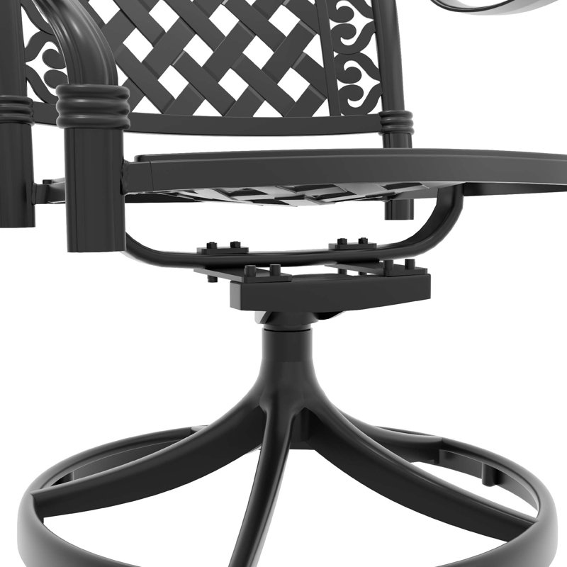 Ensemble de salle à manger 7 pièces en fonte d'aluminium toutes saisons, comprenant 6 chaises pivotantes et une table rectangulaire avec structure noire (même référence: W1710S00322)