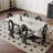 White + Black Rectangular Sintered Stone + Iron Dining Table-805811484