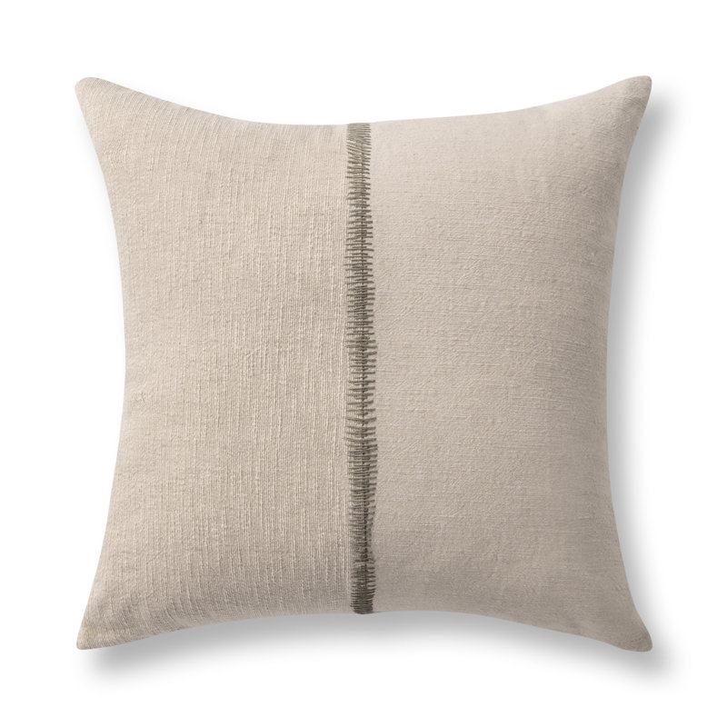 Nisha Linen Blend Throw Pillow, Natural/Dry Sage