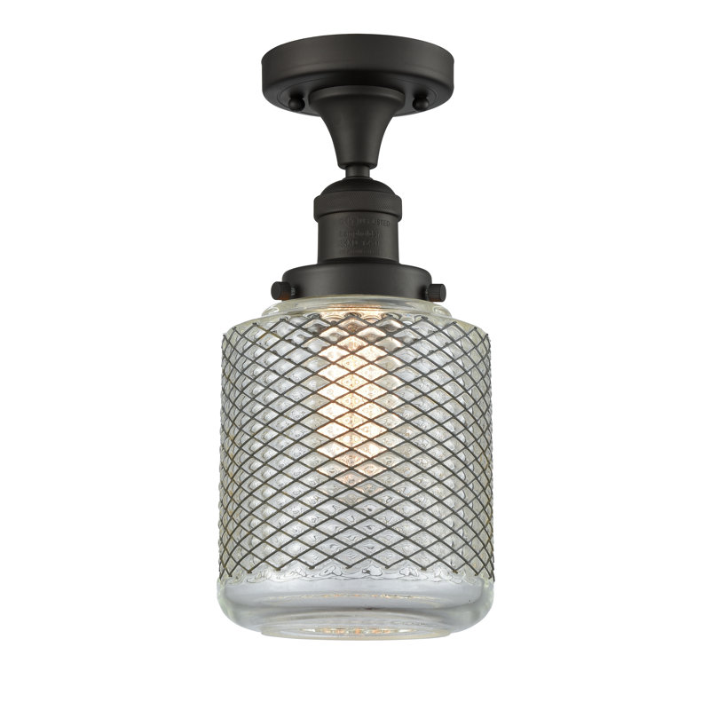Pylant Glass Semi Flush Mount, 6 Watt Vinage LED Bulb, Oil Rubbed Bronze
