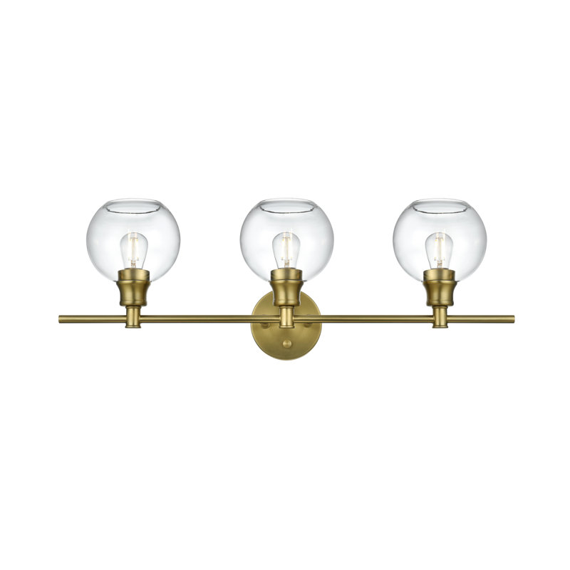 Éclairage pour meuble-lavabo en verre Drinkard, Transparent, Doré, 3 lumières