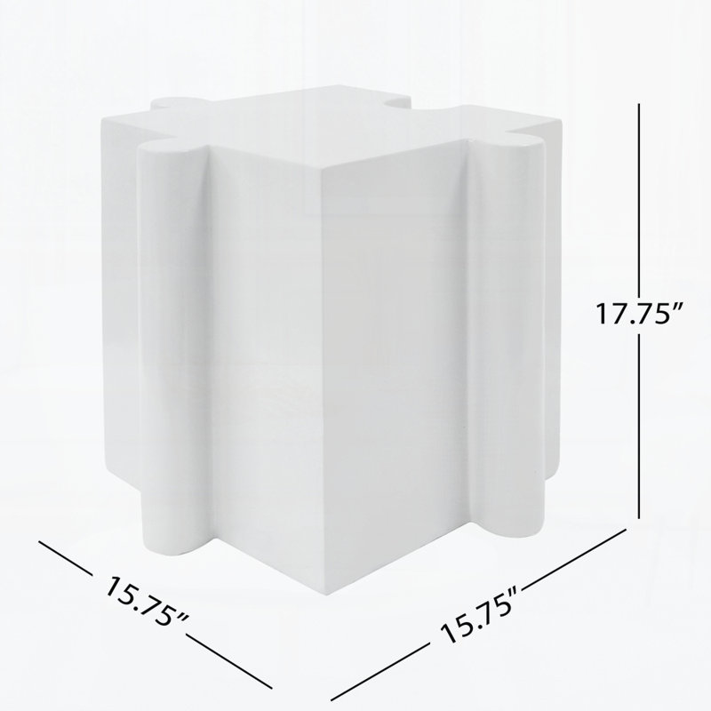 3-Piece Artistic Puzzle Table Set,Modular MGO Side Tables With Interlocking Design (2 Convex & 1 Concave), White