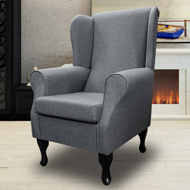 74cm Wide Tufted Wingback Chair, Dark Grey
