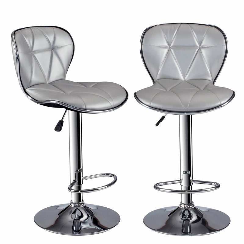 Adjustable Height Barstool In Silver Set Of 2