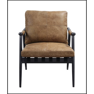 Chaise d'appoint Berham en châtaignier et fer mat avec pieds en métal