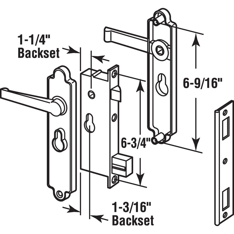 Zamak Twist-In Sliding Door Lock for Patio Sliding Door Systems and Horizontal Sliding Windows, 1-9/16 Inch Hole Spacing, Black, Set of 1