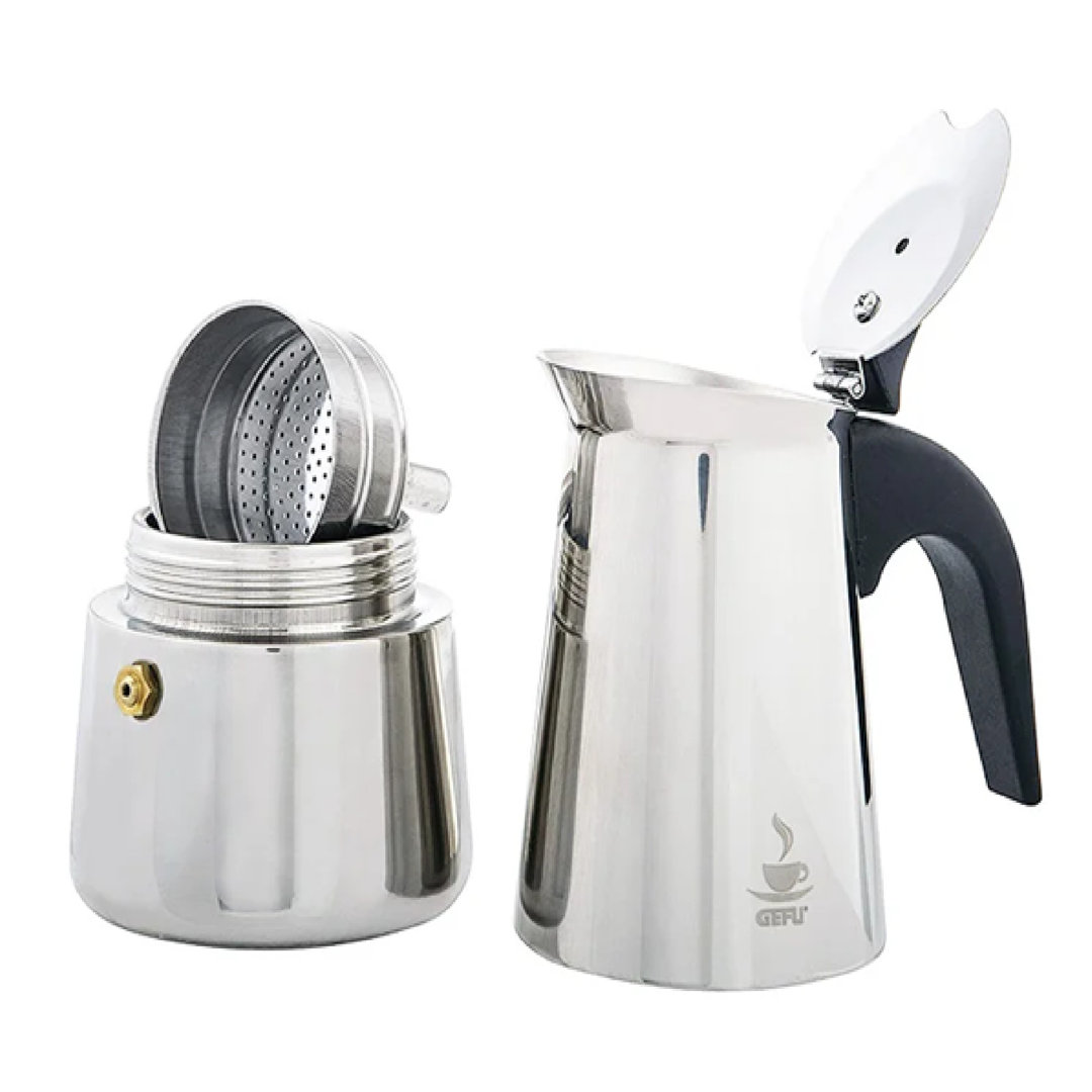 Gefu Emilio Stainless Steel Induction Espresso Maker 4 Cups - Silver
