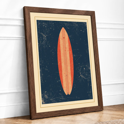 Surfboard Under Stars Vintage - Framed Print