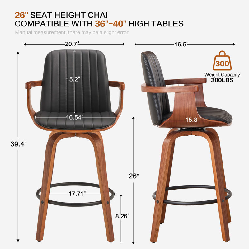 Swivel Counter & Bar Stool, Black