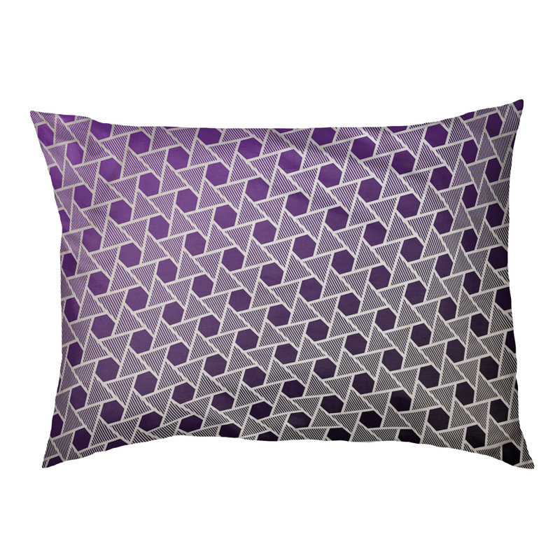 Coussin de lit à triangles hexagonals Byrge, Petit (l 28 po x P 18 po x H 6 po), Noir / Mauve, Molleton corail