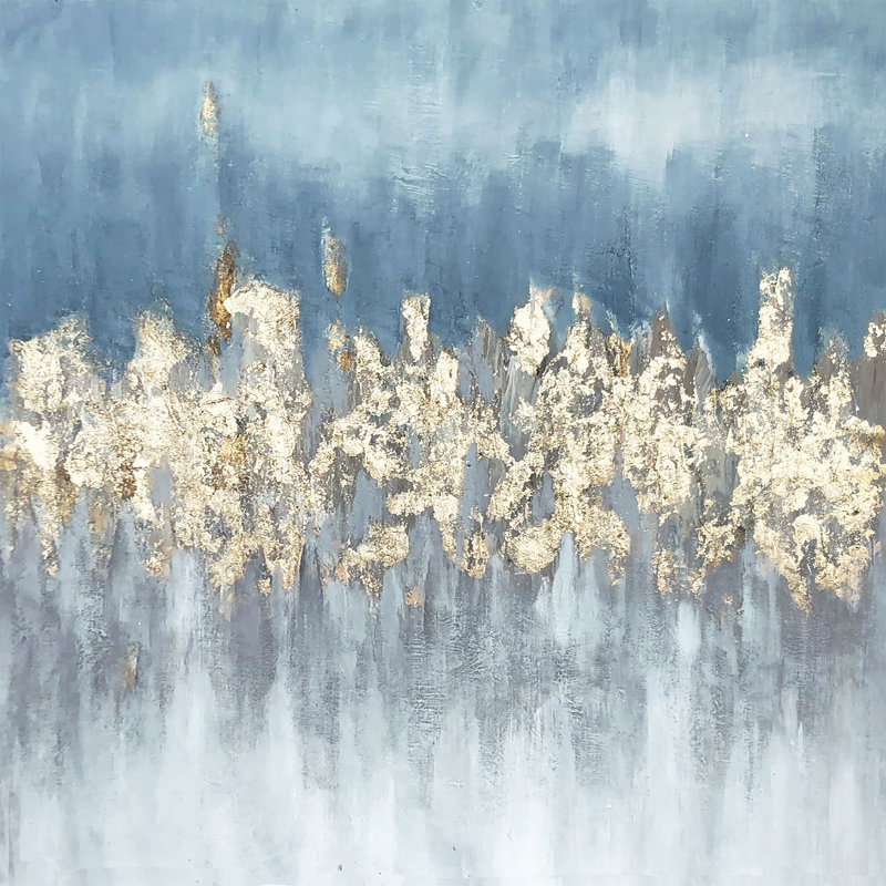 Art abstrait doré - peinture sur toile tendue, H 30 po x l 30 po x P 2 po