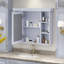 Armoire de rangement murale bleue avec porte miroir-556090885-556090884