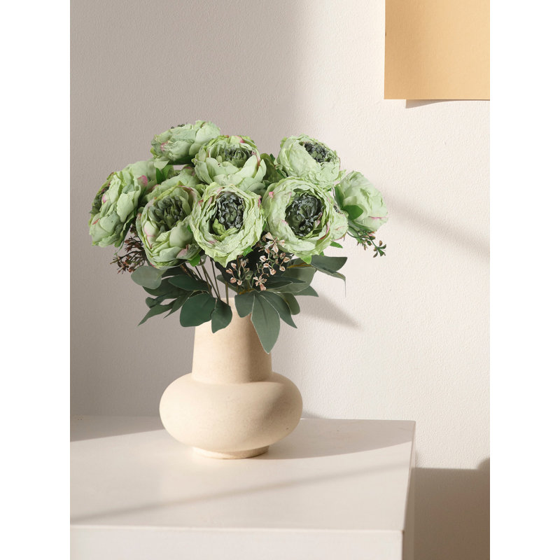 Arrangement floral bouquet de pivoines rétro, Vert clair