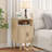 Mid Century Modern Nightstand, Fluted End Table With Open Shelf and Storage Cabinet, Curved Round Edge Wood Bedside Table with Slide Doors, Walnut (1PC)-120593306-119360975