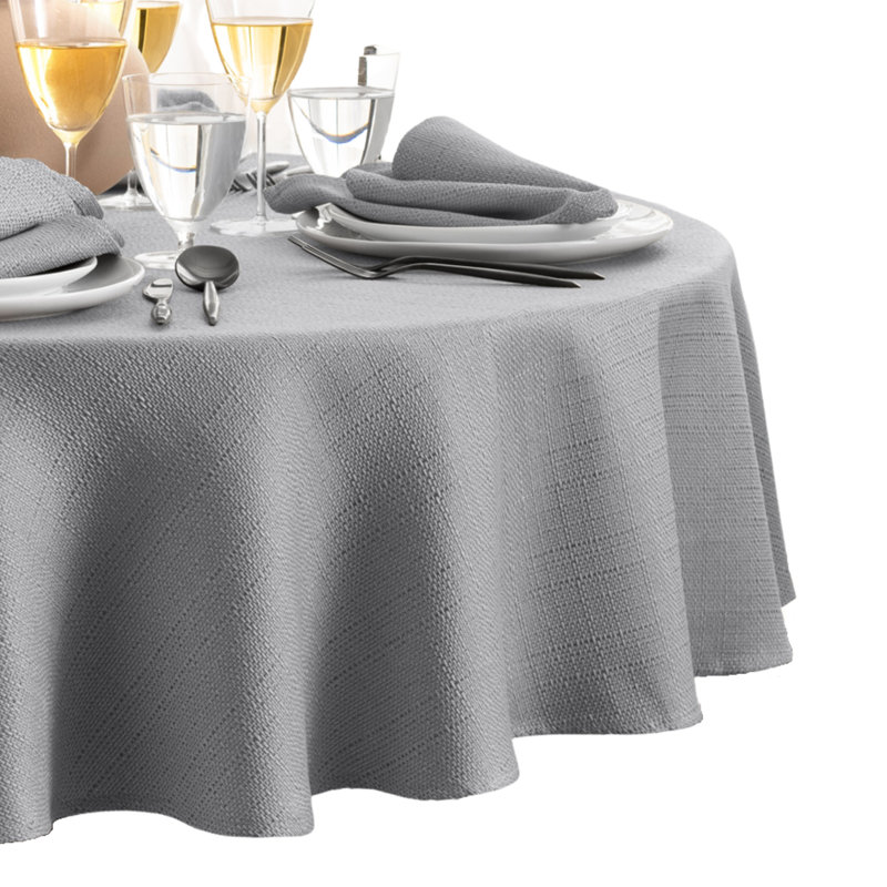 Avo Solid Texture Water And Stain Resistant Tablecloth, Grey