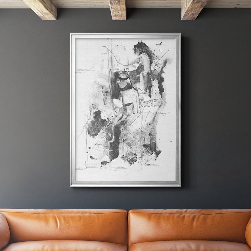 Graphite abstrait I, reproduction encadrée de qualité supérieure - prête à être accrochée, H 30,5 po x l 22,5 po x P 1 po