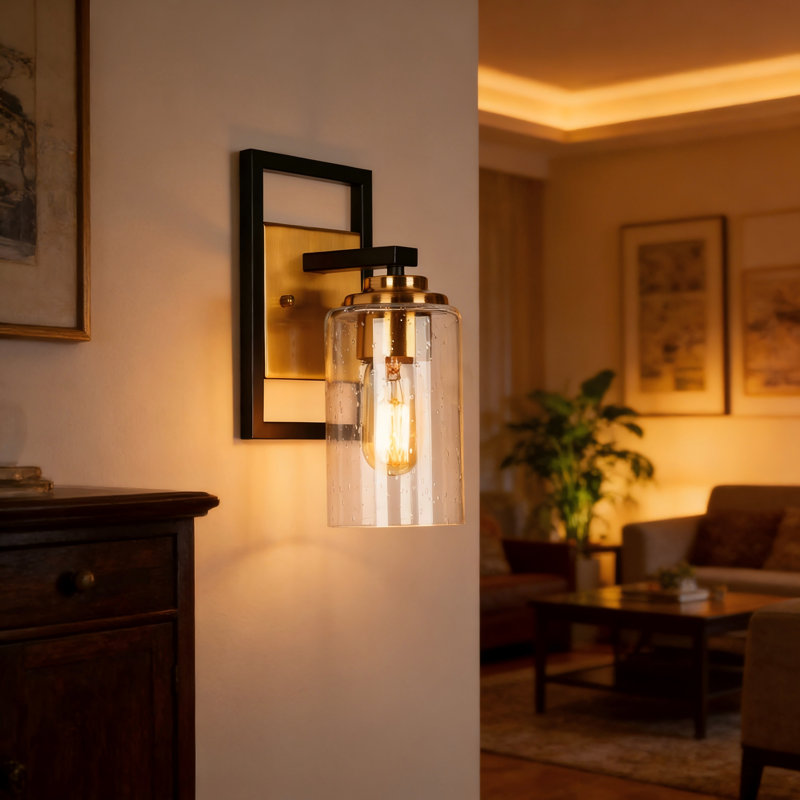Grisella Dimmable Black/Brass Vanity Light
