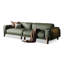 Canapé Mid-Century moderne, canapé modulaire en cuir véritable avec bois massif, canapé vert-105275641-105275638-105275640