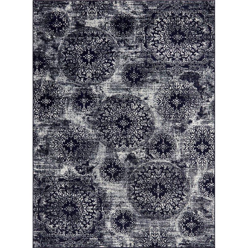 Tapis floral Brandt, Rectangle 6 pi 1 po x 9 pi, Marine